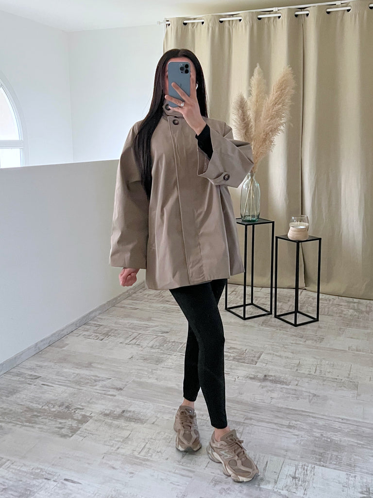 Parka Col Montant Taupe