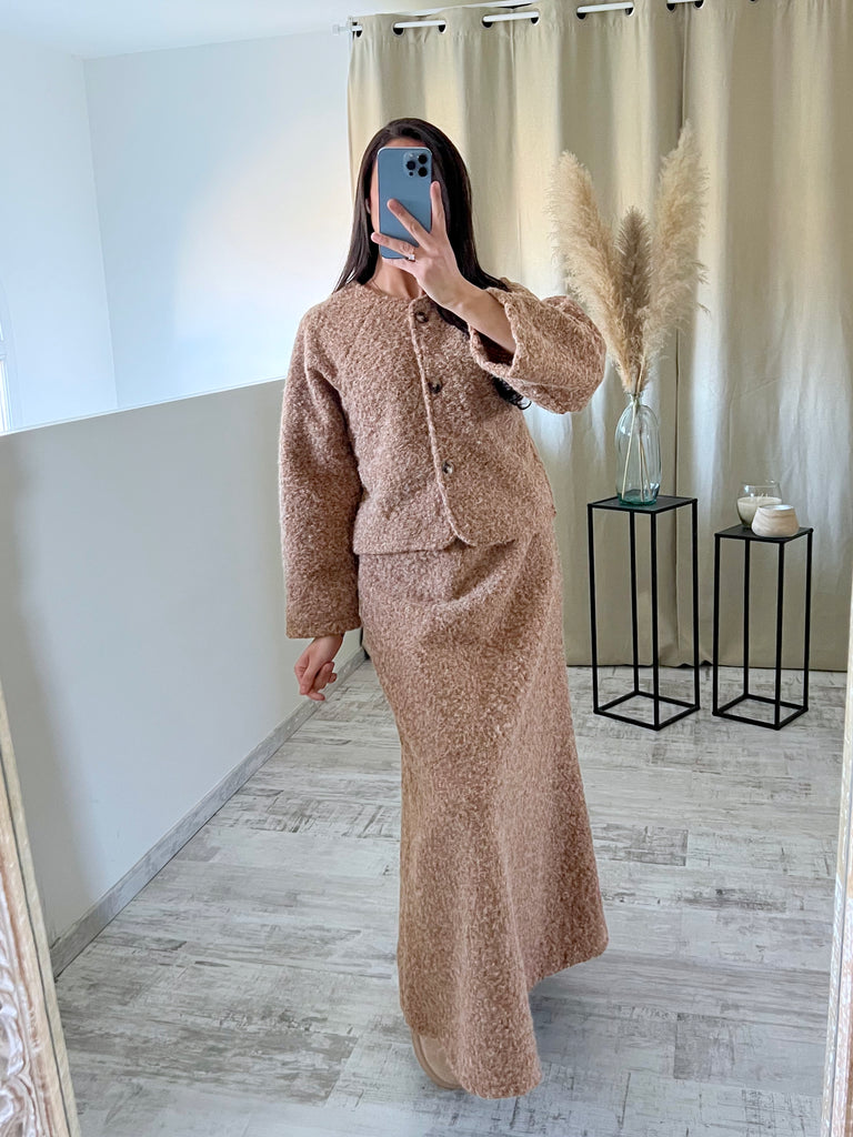 Ensemble Jupe Moumoute Camel