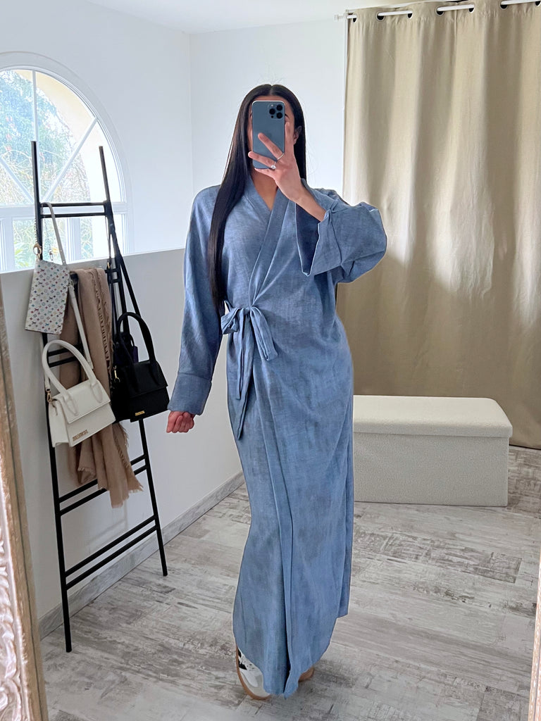 Robe Cache Cœur Délavée Bleu