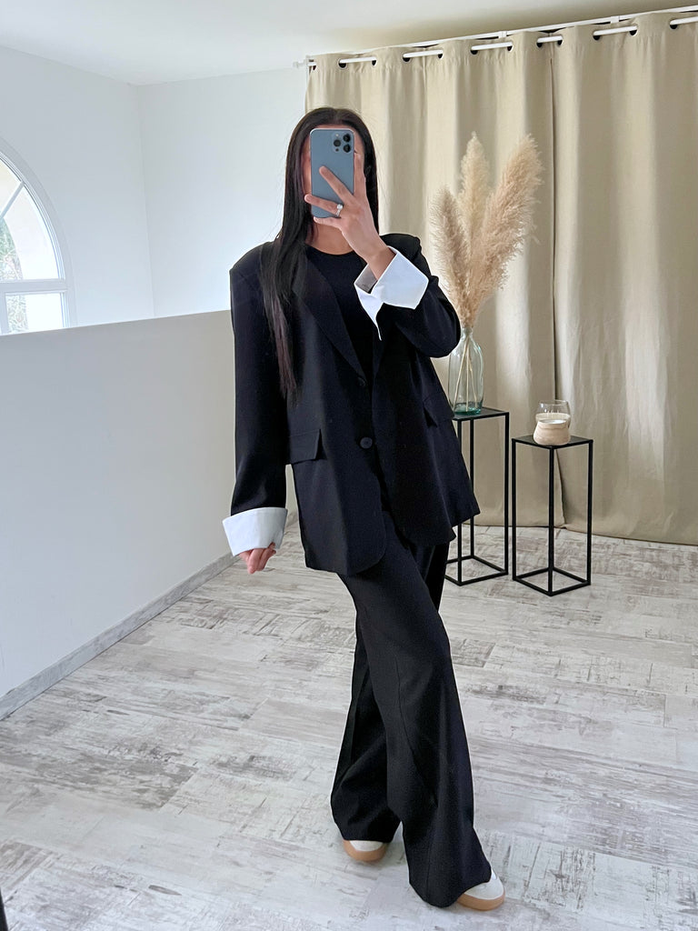 Ensemble Blazer/Pantalon Revers Noir