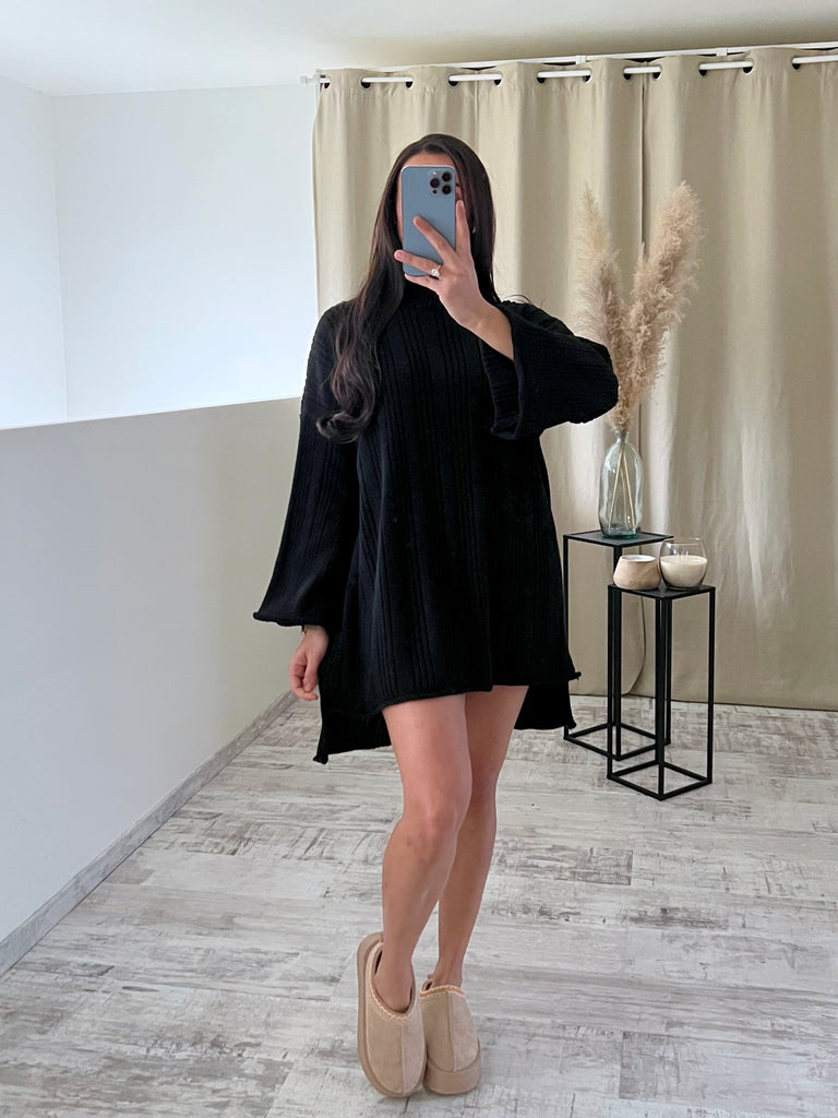 Robe Maille Asymétrique Noir