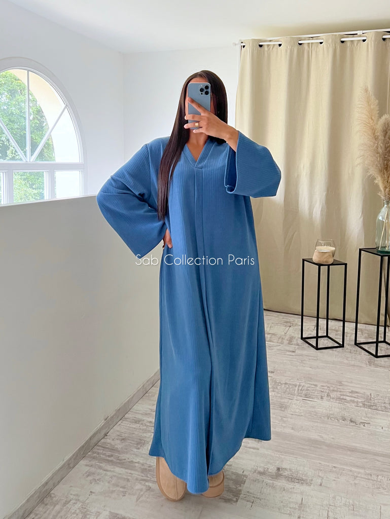 Robe Modest Velours Bleu