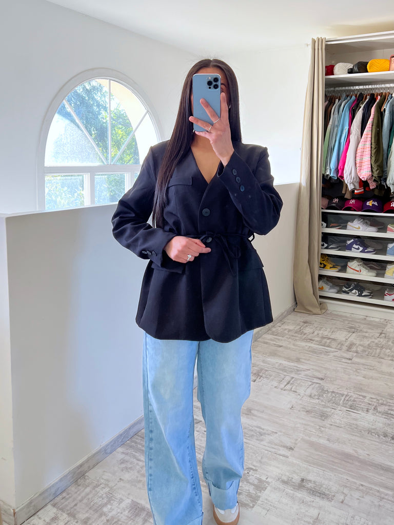 Top Blazer À Nouer Noir