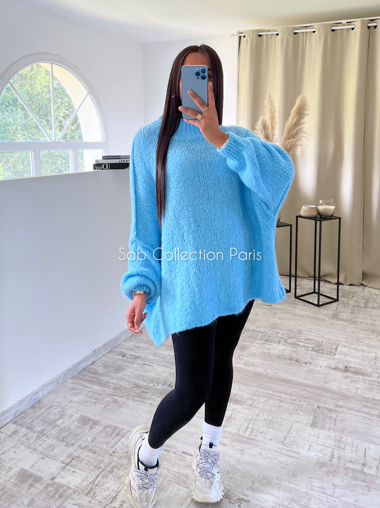 Maille Oversize Mohair Bleu Ciel