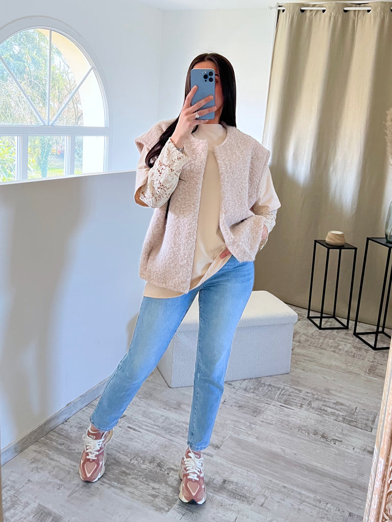 Gilet Moumoute Sans Manches Beige