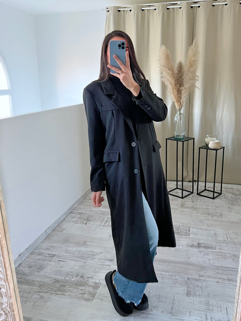 Blazer Cintré Long Noir