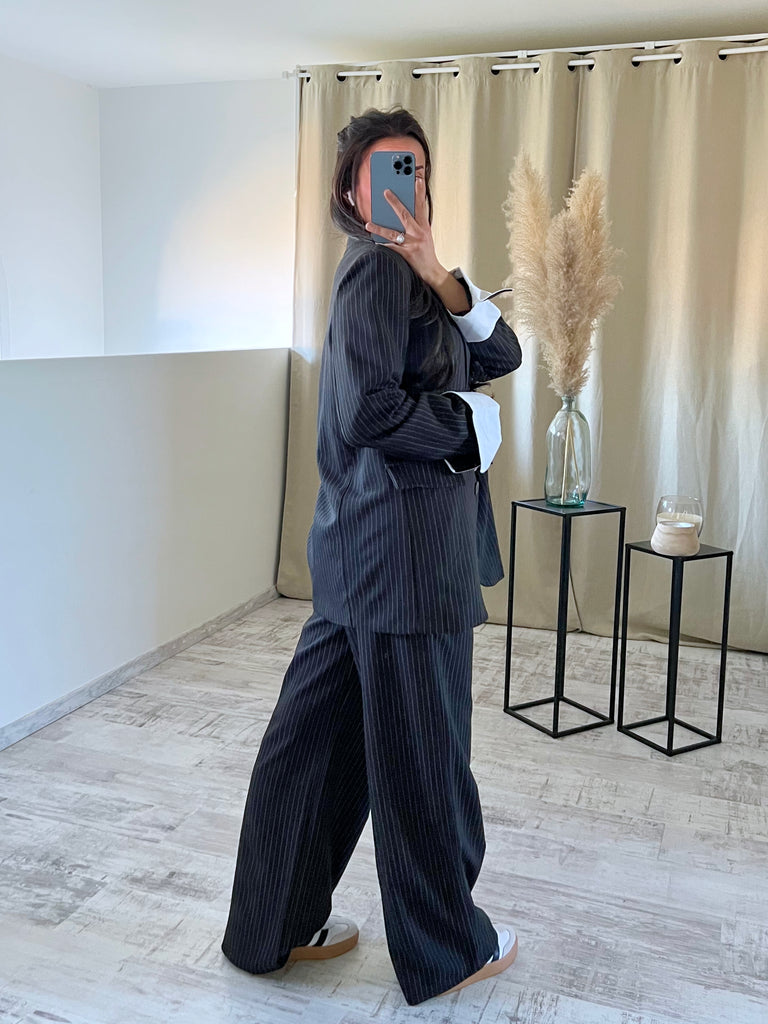 Ensemble Blazer/Pantalon À Rayures Noir