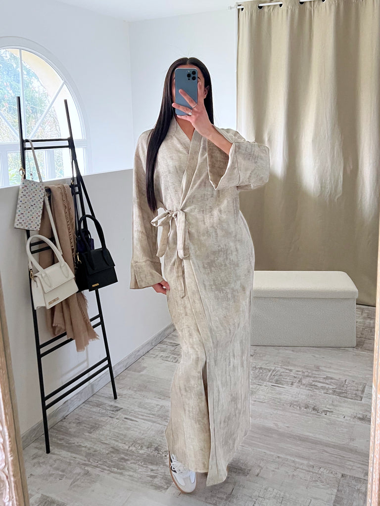 Robe Cache Cœur Délavée Beige