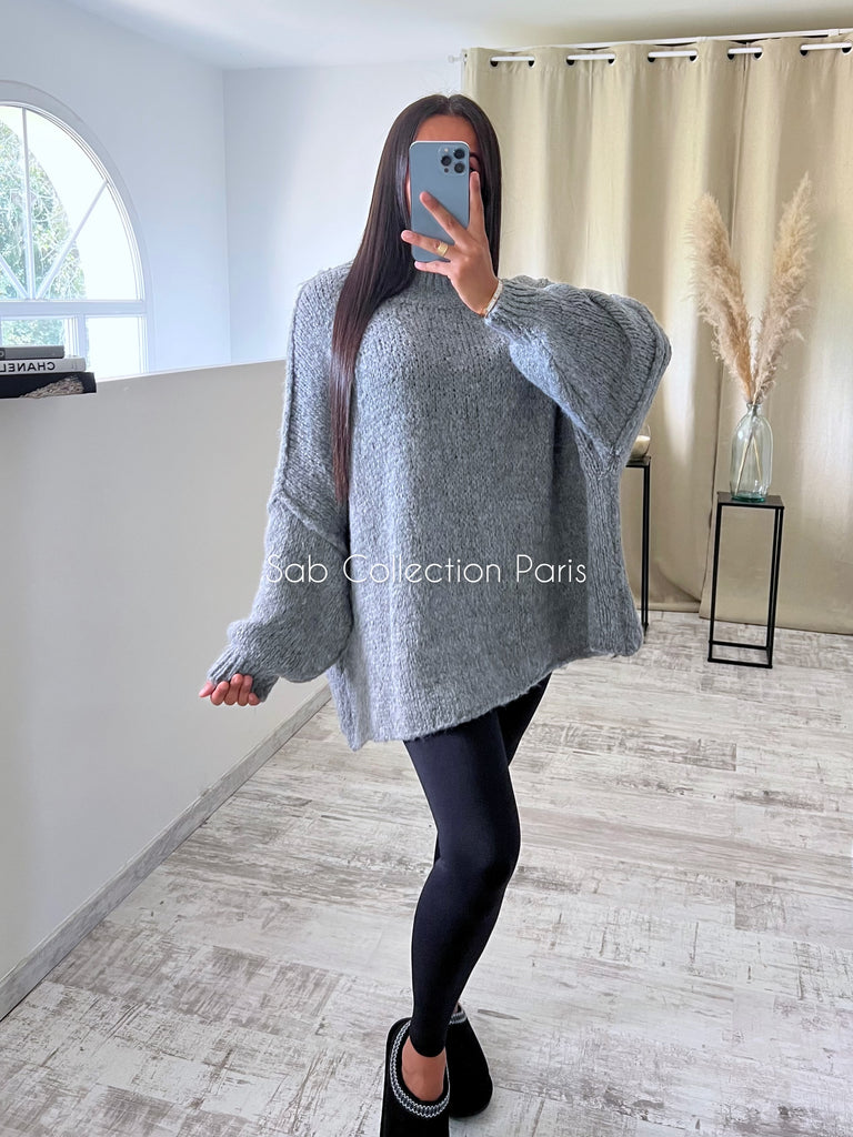 Maille Oversize Mohair Gris