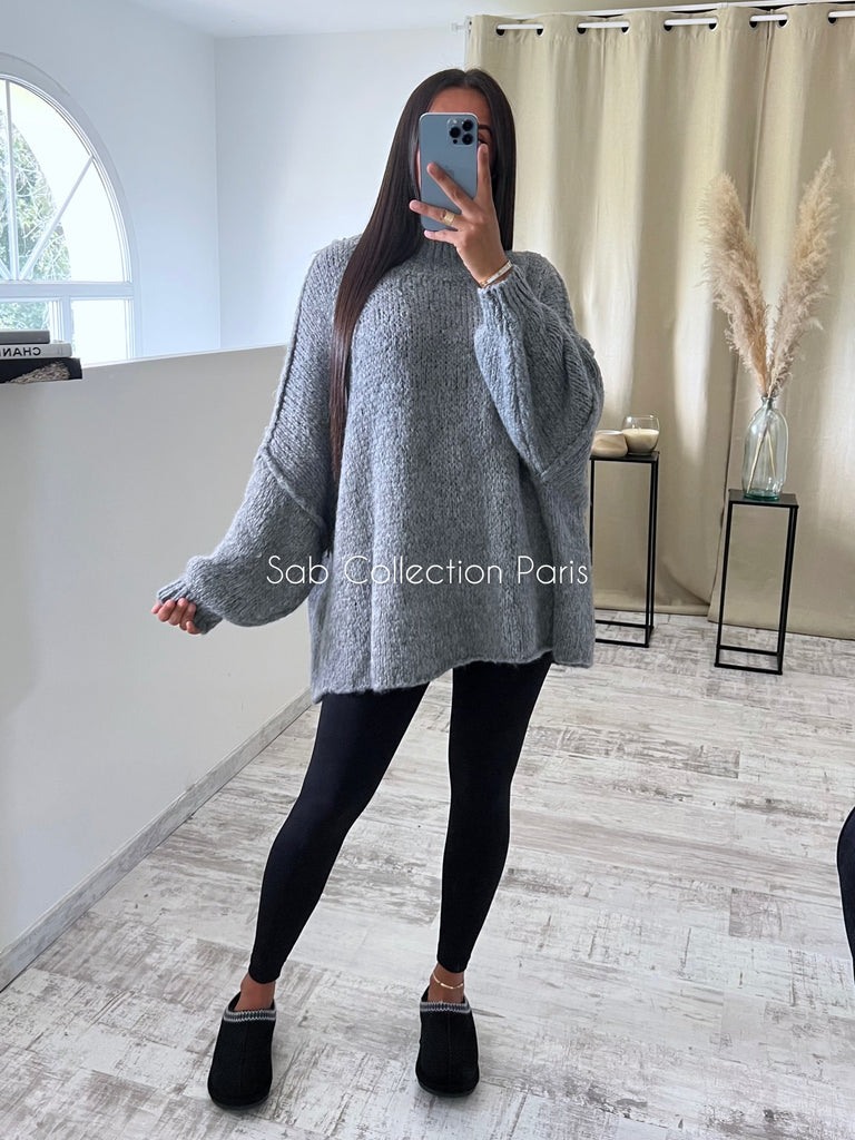 Maille Oversize Mohair Gris